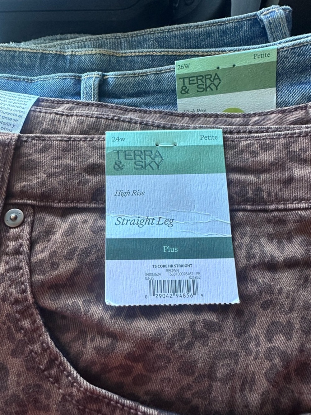 Terra & Sky Men's Straight Leg Jeans in Brown Leopard Wash